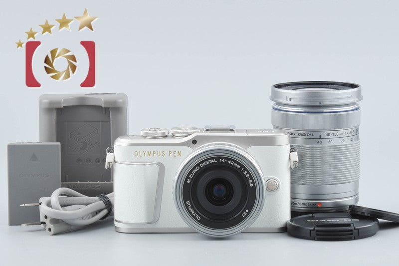 "Count 2,283" Olympus E-PL9 White 16.1 MP 14-42 40-150 Lenses from Japan