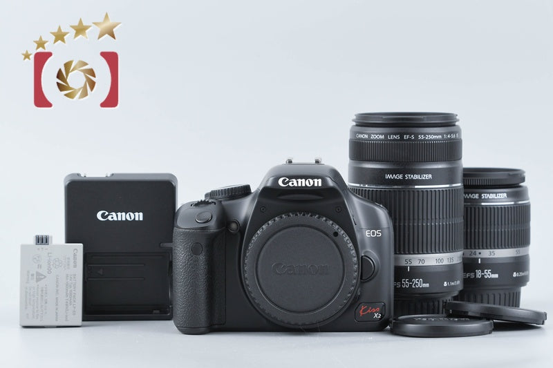 Canon EOS Kiss X2 / Rebel XSi / 450D 12.2 MP 18-55 55-250 Lenses from Japan