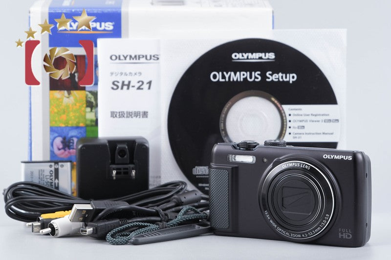 Olympus Stylus SH-21 Black 16.0 MP Digital Camera w/ Box from Japan