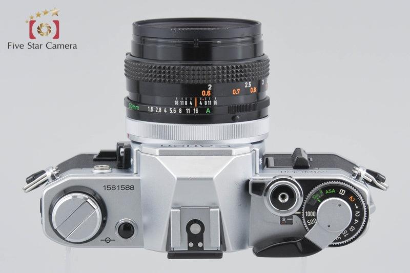 Canon AE-1 Silver 35mm SLR Film Camera + FD 50mm f/1.8 S.C.