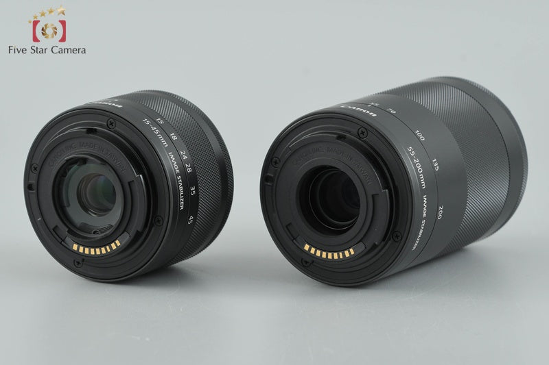 Canon EOS Kiss M / M50 Black 24.0 MP 15-45 55-200 IS STM Lenses