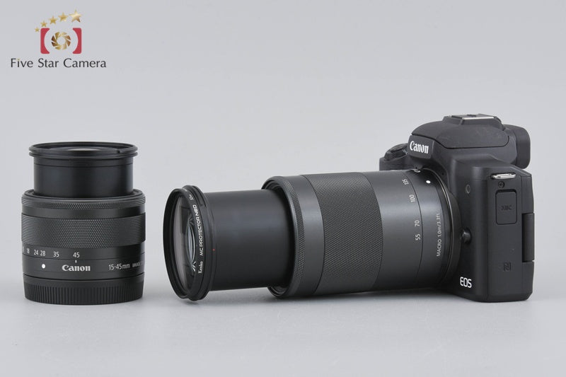 Canon EOS Kiss M / M50 Black 24.0 MP 15-45 55-200 IS STM Lenses