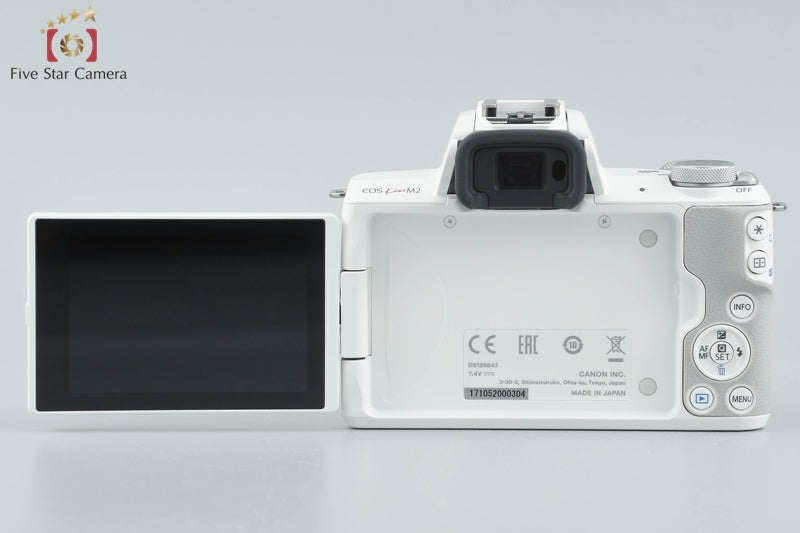 Canon EOS Kiss M2 White 24.1 MP EF-M 15-45 55-200 Lenses