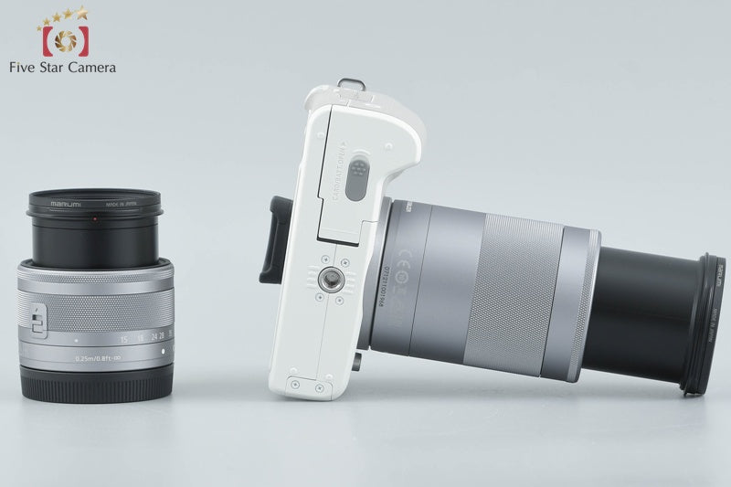 Canon EOS Kiss M2 White 24.1 MP EF-M 15-45 55-200 Lenses