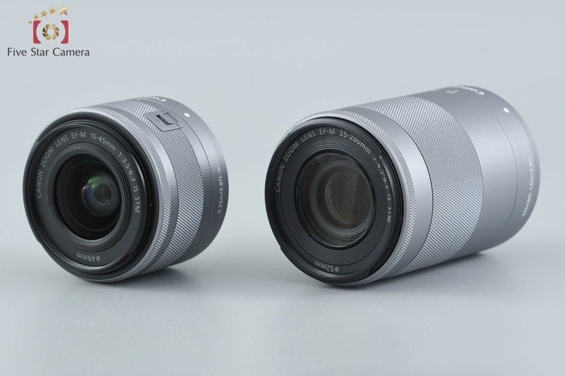 Canon EOS Kiss M2 White 24.1 MP EF-M 15-45 55-200 Lenses