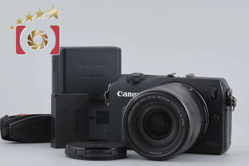 Canon EOS M Black 18.0 MP Mirrorless Camera EF-M 18-55 IS STM Lens [Very Good]
