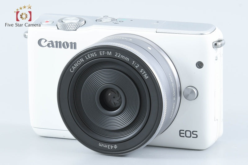 Canon EOS M10 White 18.0MP Digital Mirrorless Camera 15-45 22 Lenses [Very Good]