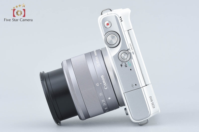 Canon EOS M10 White 18.0 MP Digital Mirrorless Camera 15-45 Lens [Excellent]