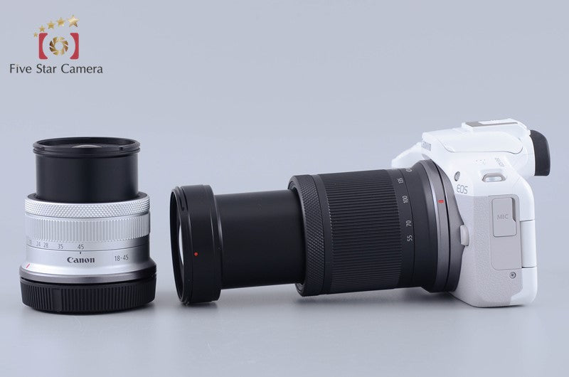 "Shutter count 10" Canon EOS R50 White 24.2 MP 18-45 55-210 Lenses [Near Mint]