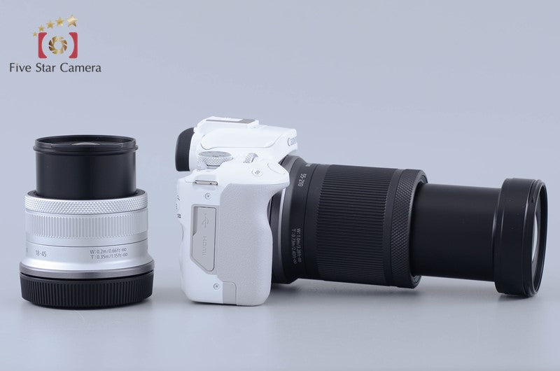 "Shutter count 10" Canon EOS R50 White 24.2 MP 18-45 55-210 Lenses [Near Mint]