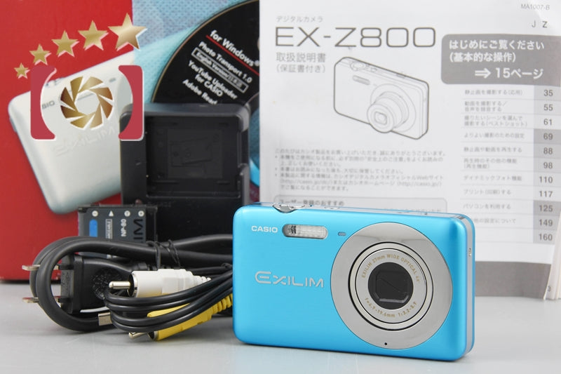 Very Good!! Casio EXILIM EX-Z800 Hawaiian Blue 14.1 MP Digital Camera w/ Box