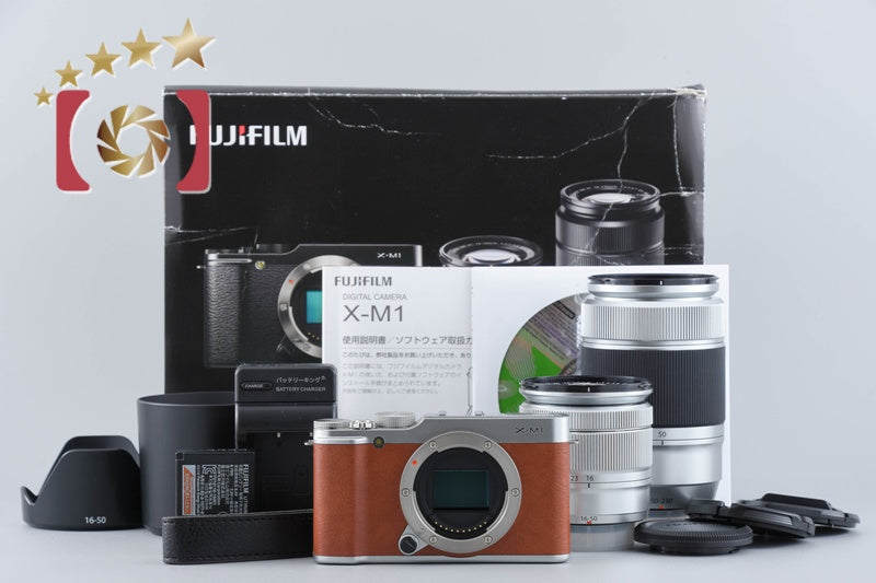 Fujifilm X-M1 Brown 16.3 MP Digital Camera 16-50 50-230 Lenses w/ Box