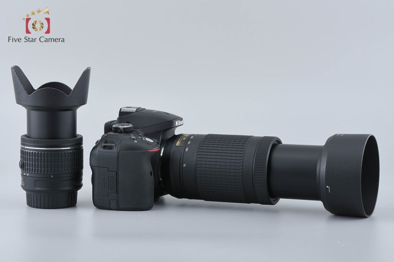 "Count 3,844" Nikon D5300 Black 24.2 MP DSLR Camera 18-55 70-300 Lenses