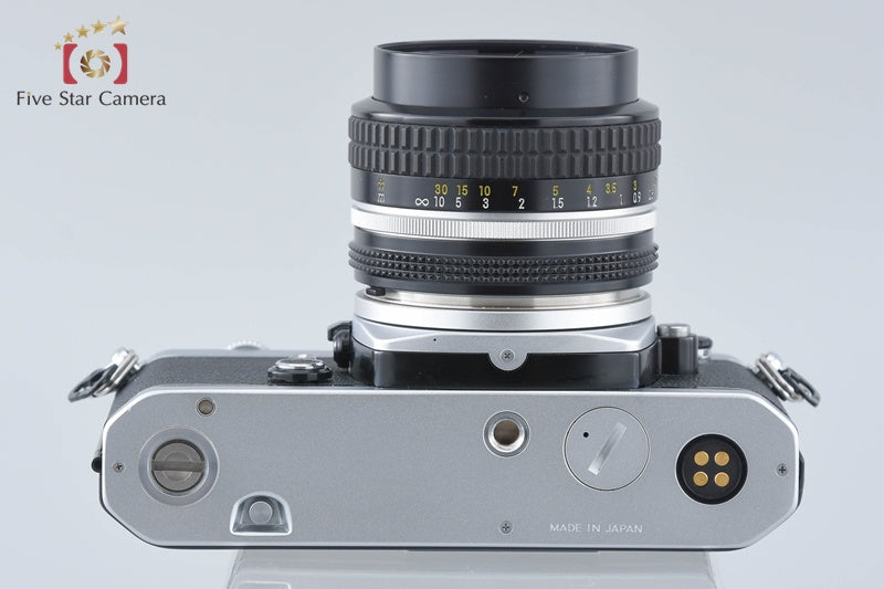 Nikon FM Silver Early Model 35mm SLR Film Camera + Ai NIKKOR 50mm f/1.4