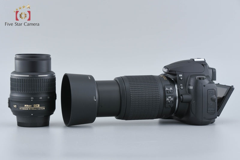 "Shutter count 719" Nikon D5000 12.3 MP DSLR Camera 18-55 55-200 VR Lenses