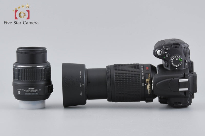 "Count 3,874" Nikon D5000 12.3 MP DSLR Camera 18-55 55-200 VR Lenses