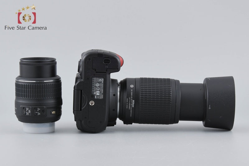 "Count 3,874" Nikon D5000 12.3 MP DSLR Camera 18-55 55-200 VR Lenses