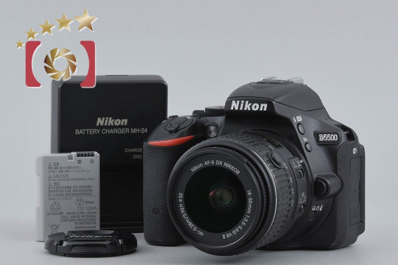 "Count 3,174" Nikon D5500 Black 24.2 MP Digital SLR Camera 18-55 VR II Lens