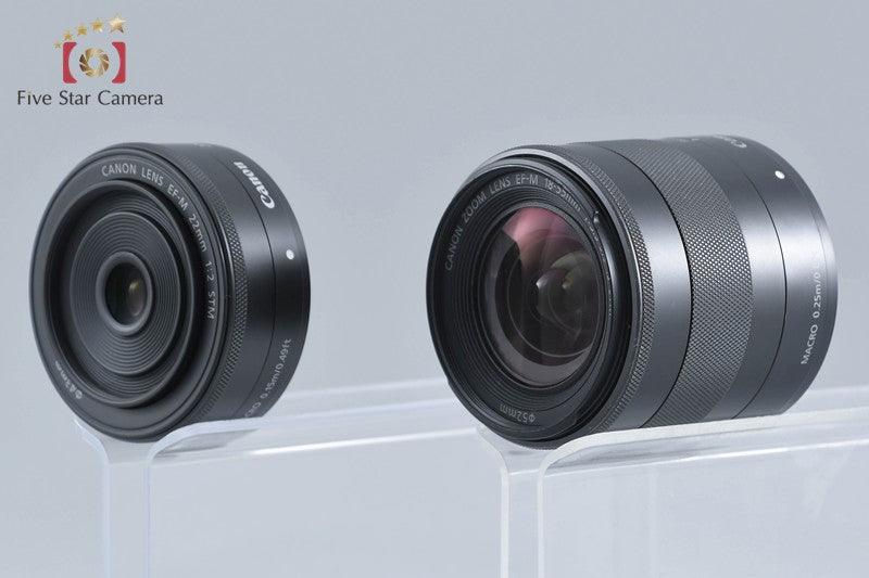 Canon EOS M Red 18.0 MP Mirrorless Camera 18-55 22 Lenses w/ Box