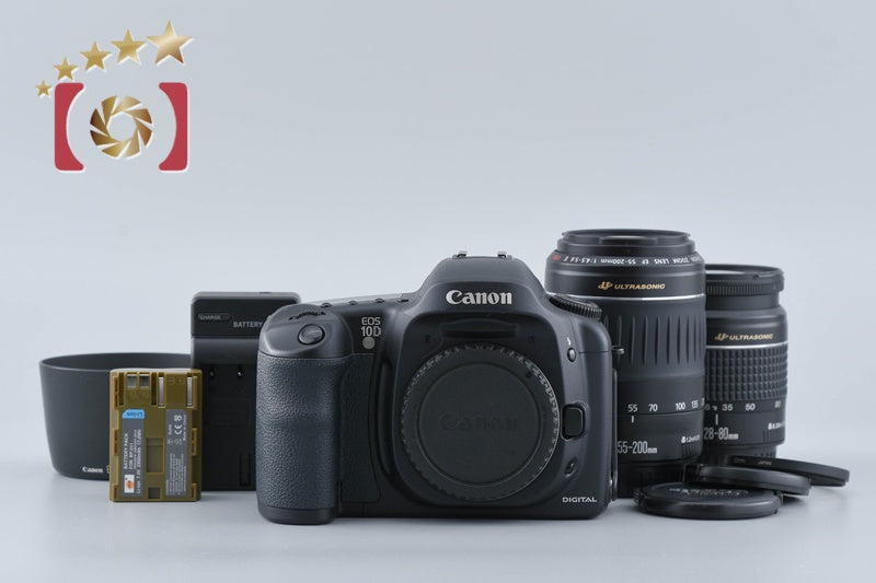 Canon EOS 10D 6.3 MP Digital SLR Camera EF 28-80 55-200 USM Lenses