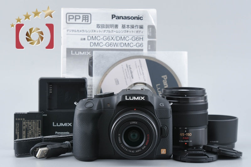 Panasonic LUMIX DMC-G6W Black Mirrorless Camera 14-42 45-150 Lenses Japanes Only