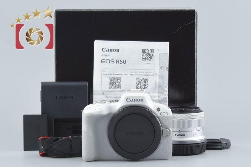 "Count 2,000" Canon EOS R50 White 24.2 MP RF-S 18-45 Lens w/ Box from Japan