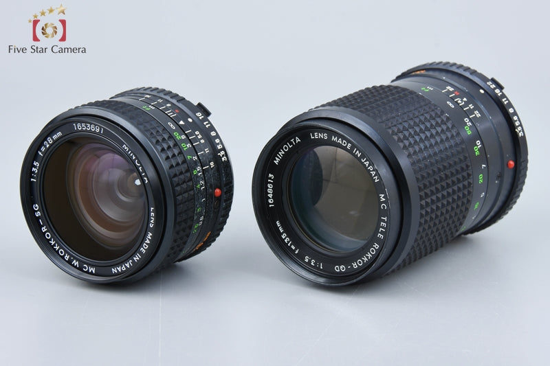 MINOLTA MC W.ROKKOR-SG 28mm f/3.5 + MC TELE ROKKOR-QD 135mm f/3.5