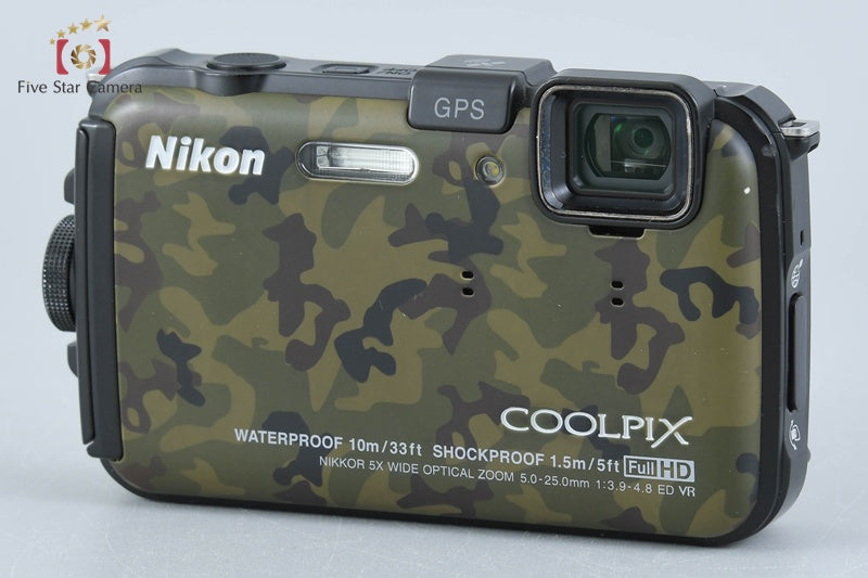 Nikon COOLPIX AW100 Forest Camouflage 16.0 MP Digital Camera w/ Box [Very Good]