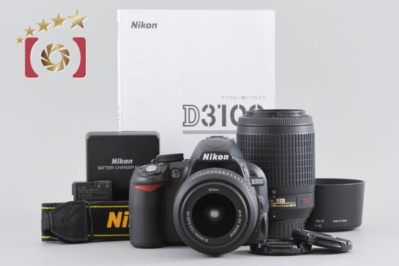 "Count 860" Nikon D3100 Black 14.2 MP Digital SLR Camera 18-55 55-200 Lenses