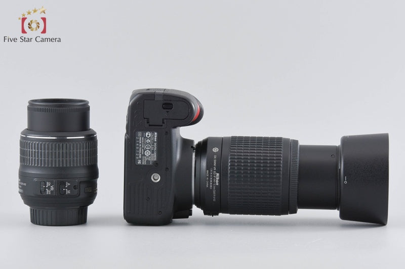 "Count 860" Nikon D3100 Black 14.2 MP Digital SLR Camera 18-55 55-200 Lenses