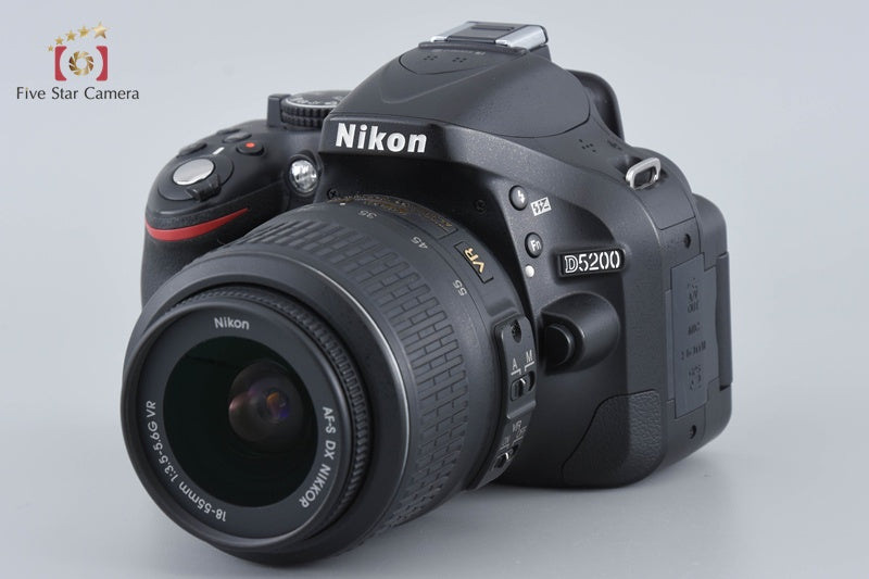 Nikon D5200 Black 24.1 MP Digital SLR Camera 18-55 55-200 Lenses [Very Good]