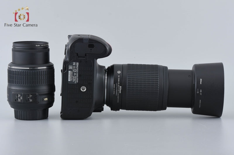 Nikon D5200 Black 24.1 MP Digital SLR Camera 18-55 55-200 Lenses [Very Good]