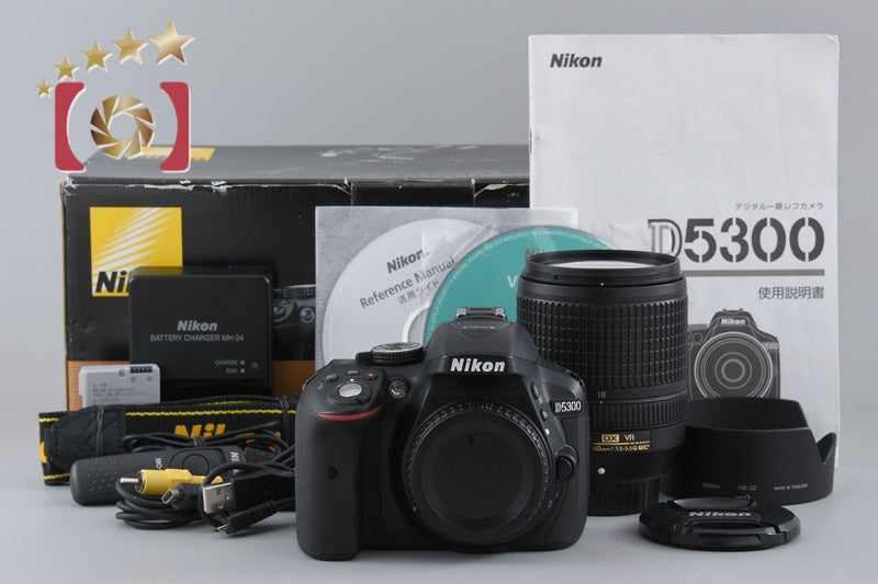 "Count 2,093" Nikon D5300 Black 24.2 MP DSLR Camera 18-140 VR Lens w/ Box
