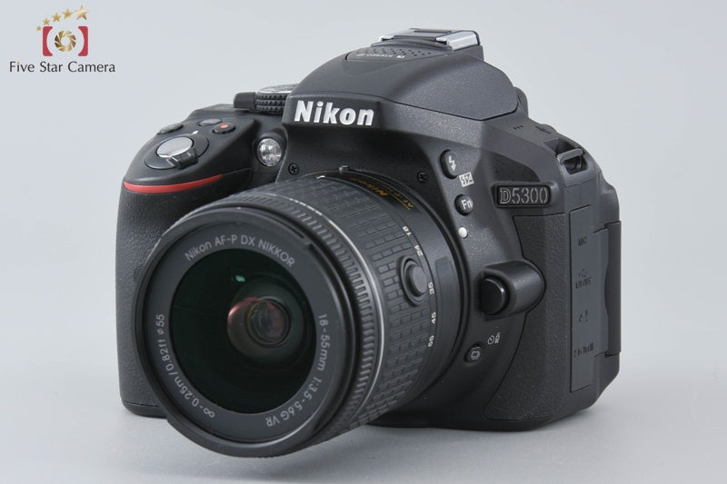 "Count 1,449" Nikon D5300 Black 24.2 MP DSLR Camera AF-P 18-55 70-300 VR Lenses