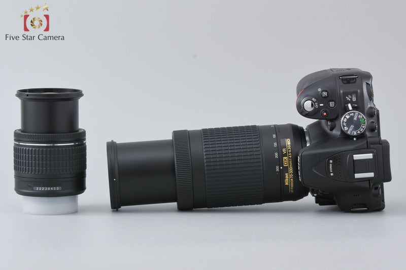 "Count 1,449" Nikon D5300 Black 24.2 MP DSLR Camera AF-P 18-55 70-300 VR Lenses