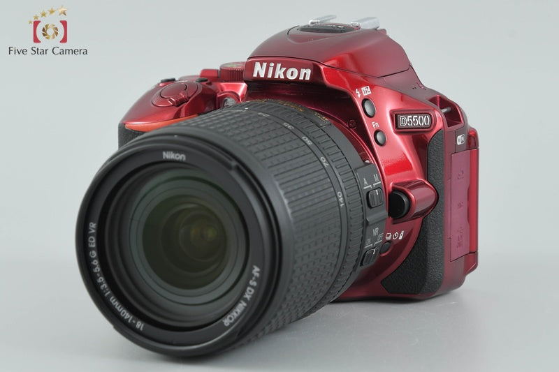 "Count 3,545" Nikon D5500 Red 24.2 MP DSLR Camera 18-140 VR Lens [Very Good]