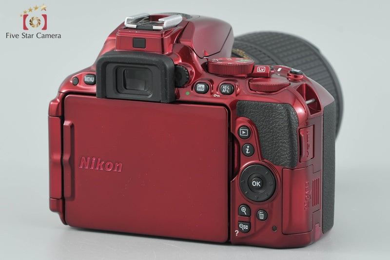 "Count 3,545" Nikon D5500 Red 24.2 MP DSLR Camera 18-140 VR Lens [Very Good]