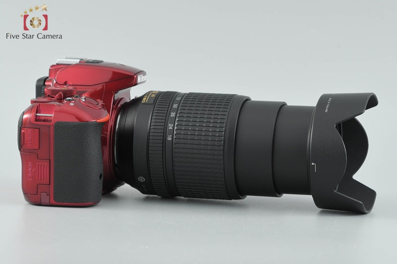 "Count 3,545" Nikon D5500 Red 24.2 MP DSLR Camera 18-140 VR Lens [Very Good]