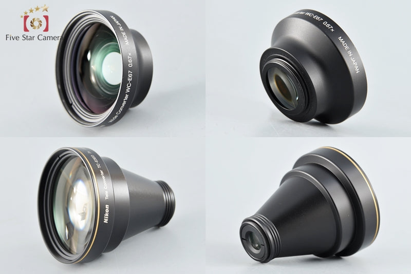 Excellent!! Nikon Wide Converter WC-E67 0.67x + Tele Converter TC-E3ED 3x