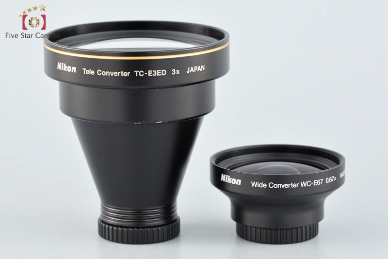 Excellent!! Nikon Wide Converter WC-E67 0.67x + Tele Converter TC-E3ED 3x