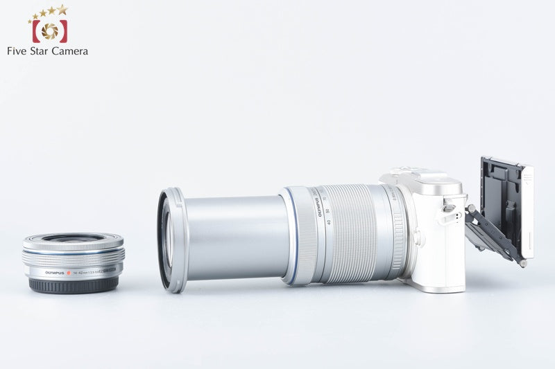 "Count 437" Olympus PEN E-PL10 White 16.1 MP EZ 14-42 40-150 Lenses [Near Mint]