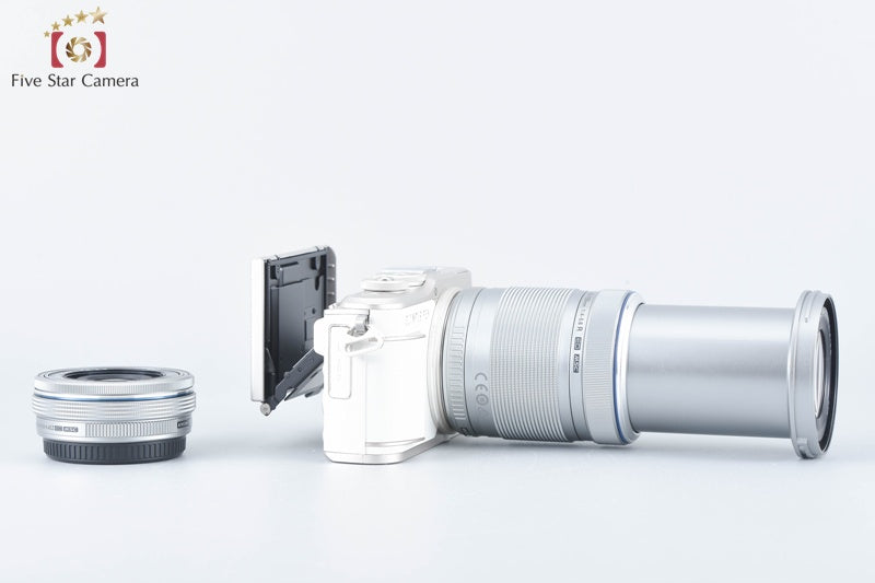 "Count 437" Olympus PEN E-PL10 White 16.1 MP EZ 14-42 40-150 Lenses [Near Mint]