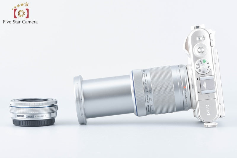 "Count 437" Olympus PEN E-PL10 White 16.1 MP EZ 14-42 40-150 Lenses [Near Mint]