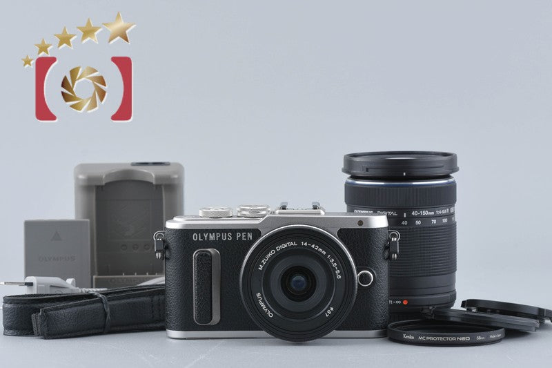 Count 717 Olympus PEN E-PL8 Silver 16.1 MP 14-42 40-150 Lenses [Very Good]