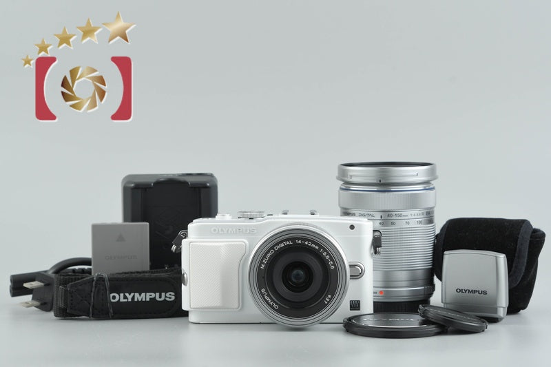 "Count 879" Olympus PEN Lite E-PL6 White 16.1 MP 14-42 40-150 Lenses [Excellent]