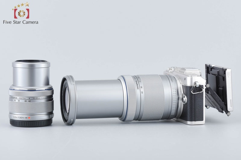 "Count 2,150" Olympus PEN Lite E-PL7 Silver 16.1 MP 14-42 40-150 Lenses