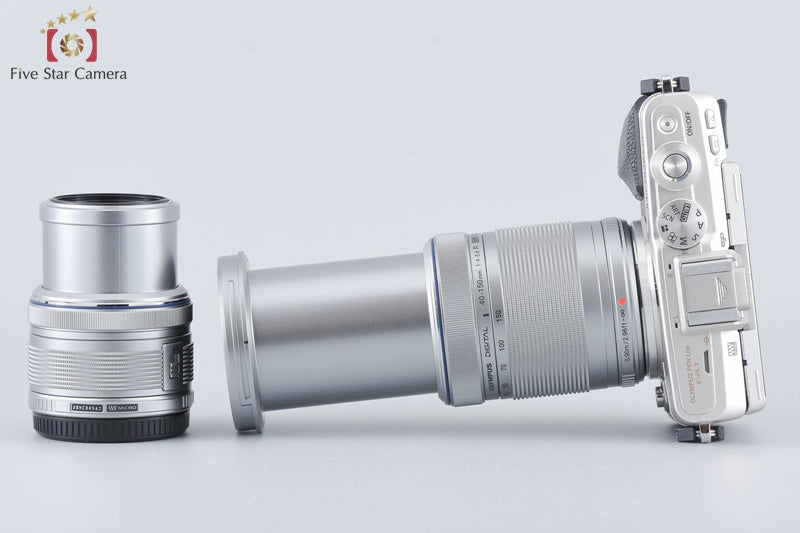 "Count 2,150" Olympus PEN Lite E-PL7 Silver 16.1 MP 14-42 40-150 Lenses