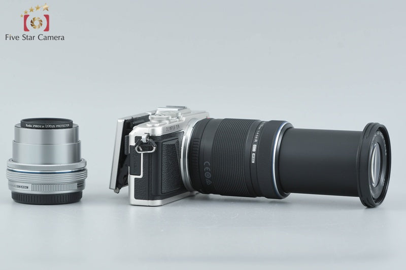 "Count 1,506" Olympus PEN Lite E-PL7 Silver 16.1 MP EZ 14-42 40-150 Lenses
