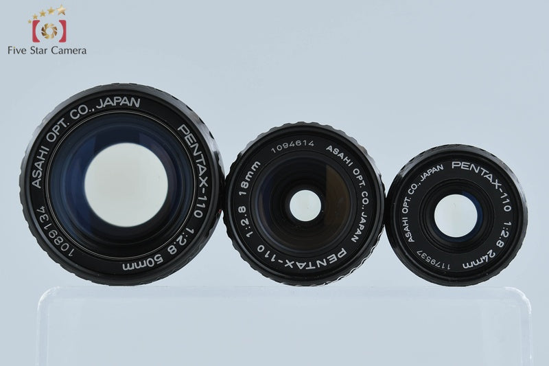 Pentax 110 18mm f/2.8 + 24mm f/2.8 + 50mm f/2.8 [Very Good]