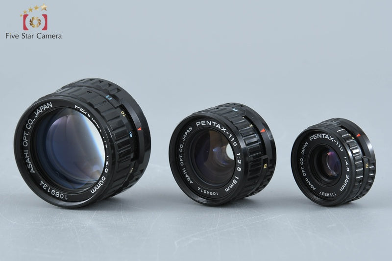 Pentax 110 18mm f/2.8 + 24mm f/2.8 + 50mm f/2.8 [Very Good]